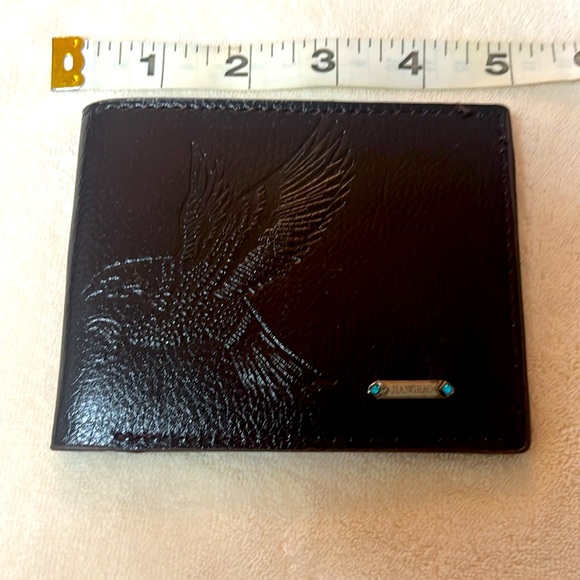 NWOT Jiangbao Men’s Brown Leather Wallet With Embossed Eagle - Picture 2 of 7